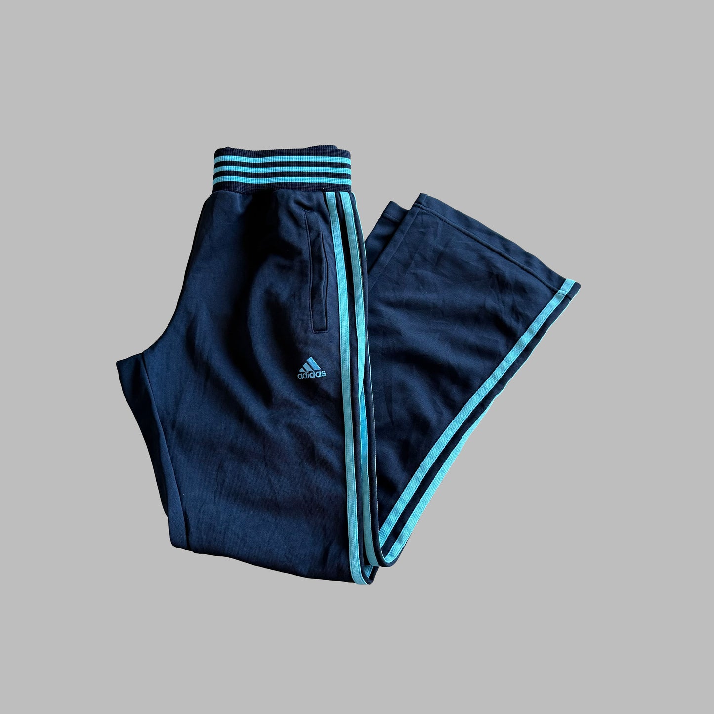 Y2K Adidas Striped Straight Leg Track Pants - S