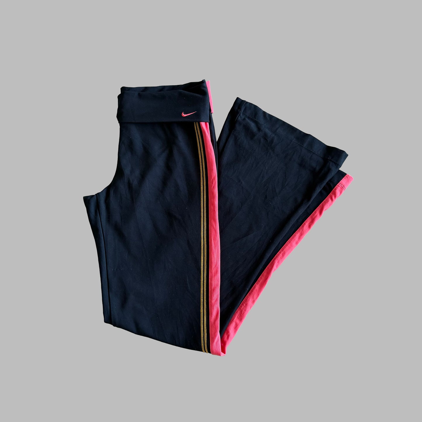 Y2K Nike Striped Fold-over Activewear Pants - S/M