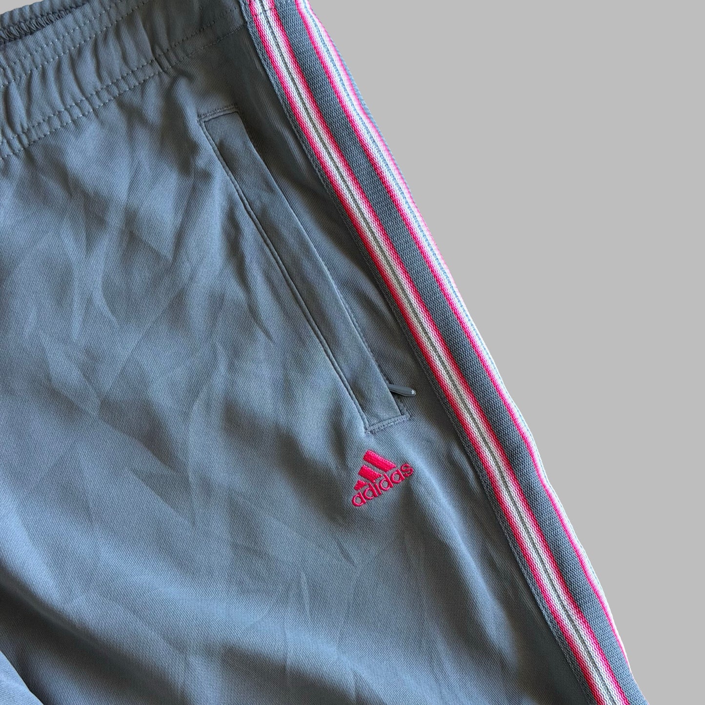 Y2K Adidas Striped Wide Leg Track Pants - M