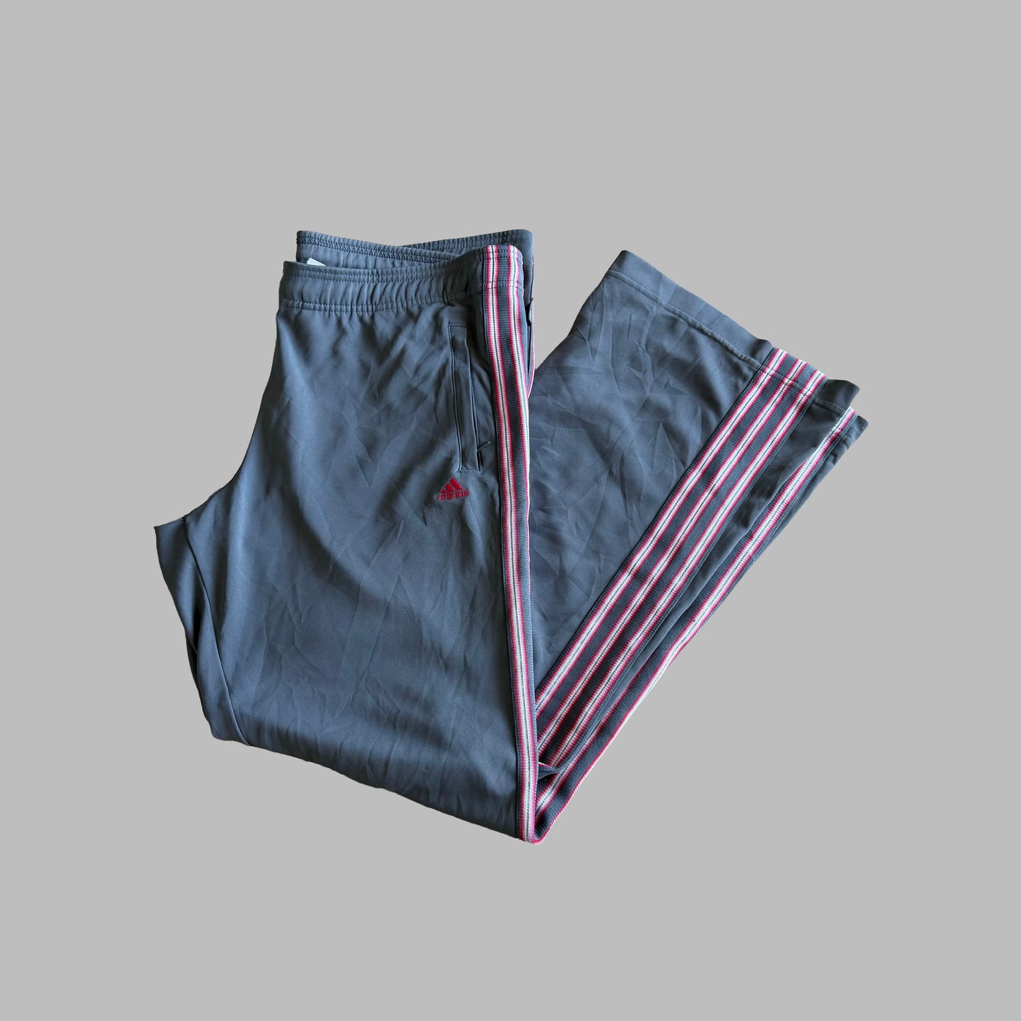 Y2K Adidas Striped Wide Leg Track Pants - M