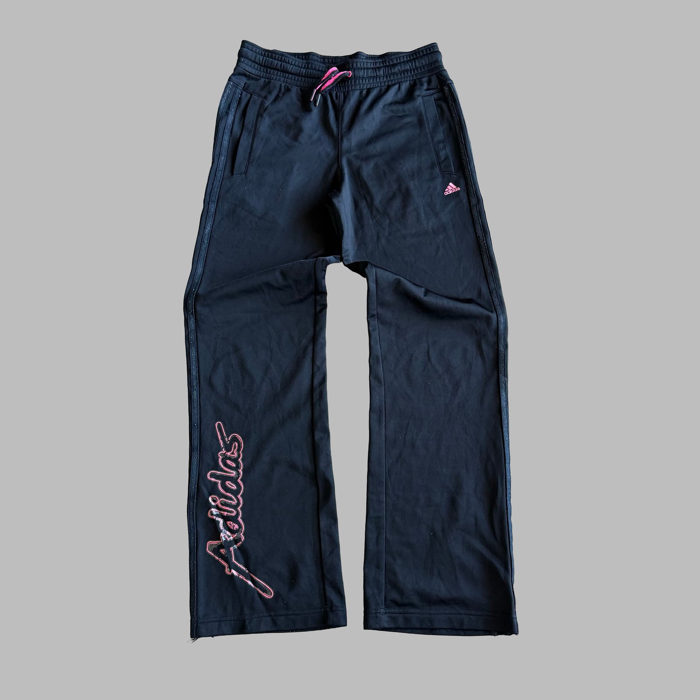 Y2K Adidas Wide Leg Spell Out Track Pants - XS