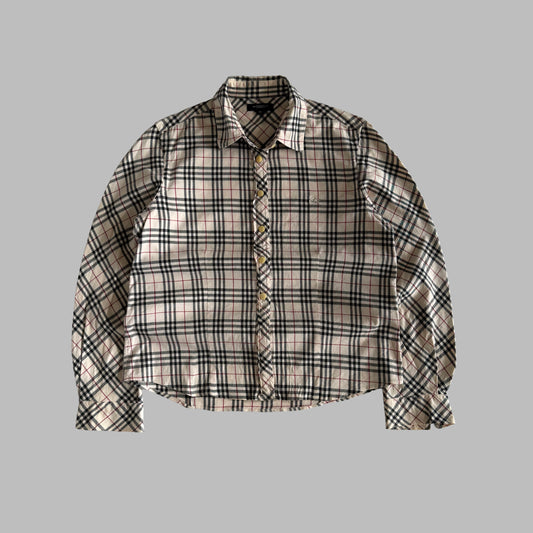 Y2K Burberry Nova Check Fitted Button Up Shirt - M