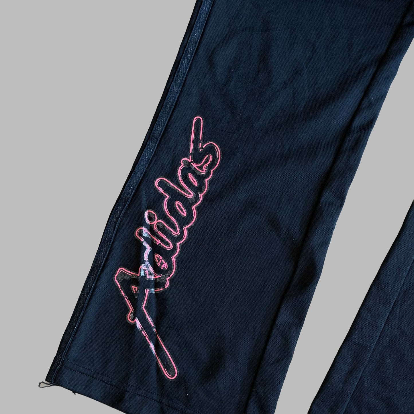 Y2K Adidas Wide Leg Spell Out Track Pants - XS