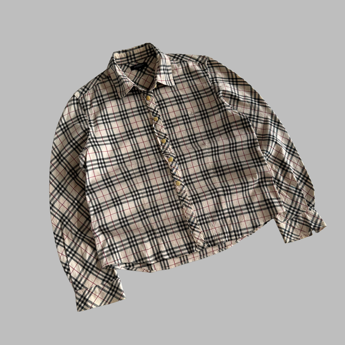 Y2K Burberry Nova Check Fitted Button Up Shirt - M