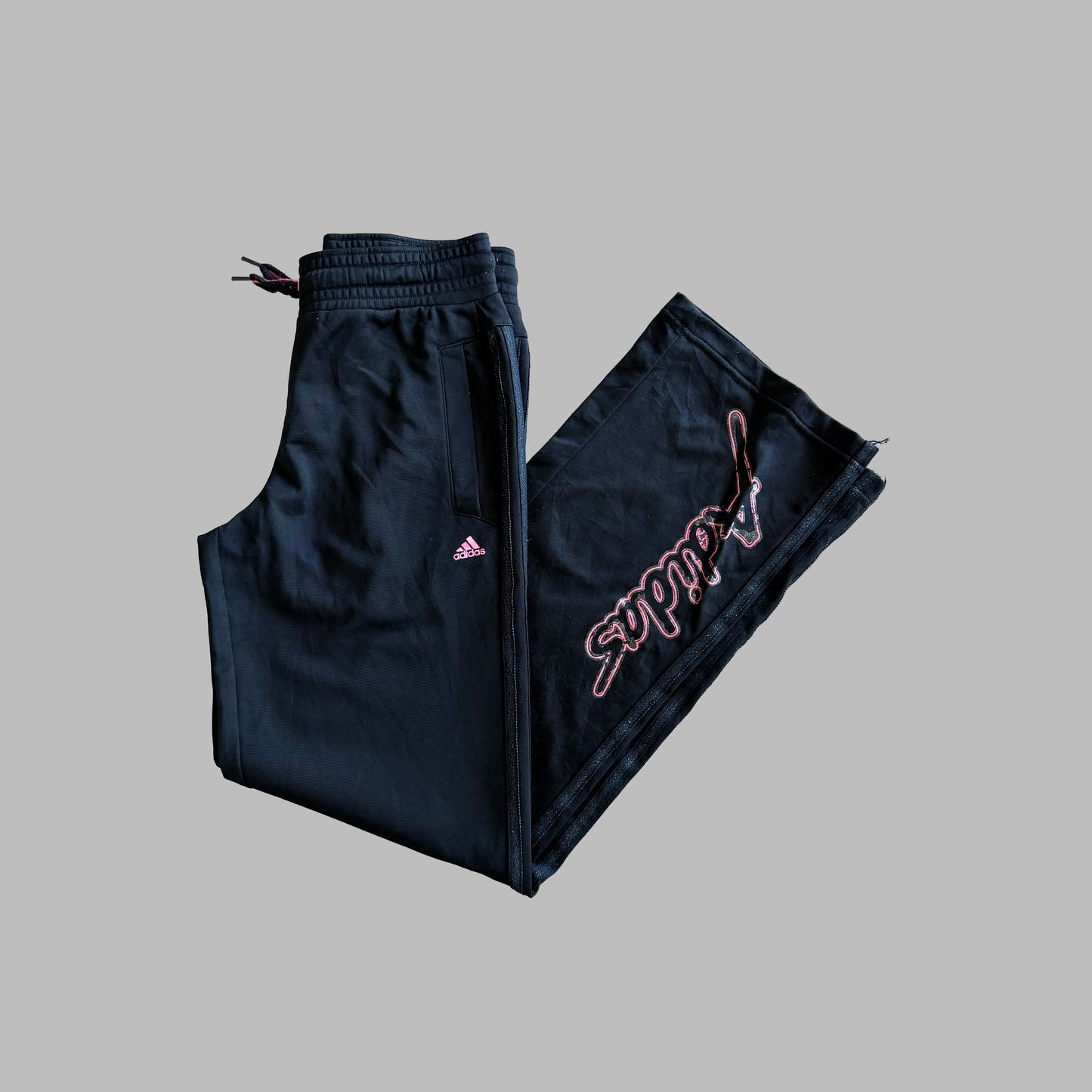 Y2K Adidas Wide Leg Spell Out Track Pants - XS