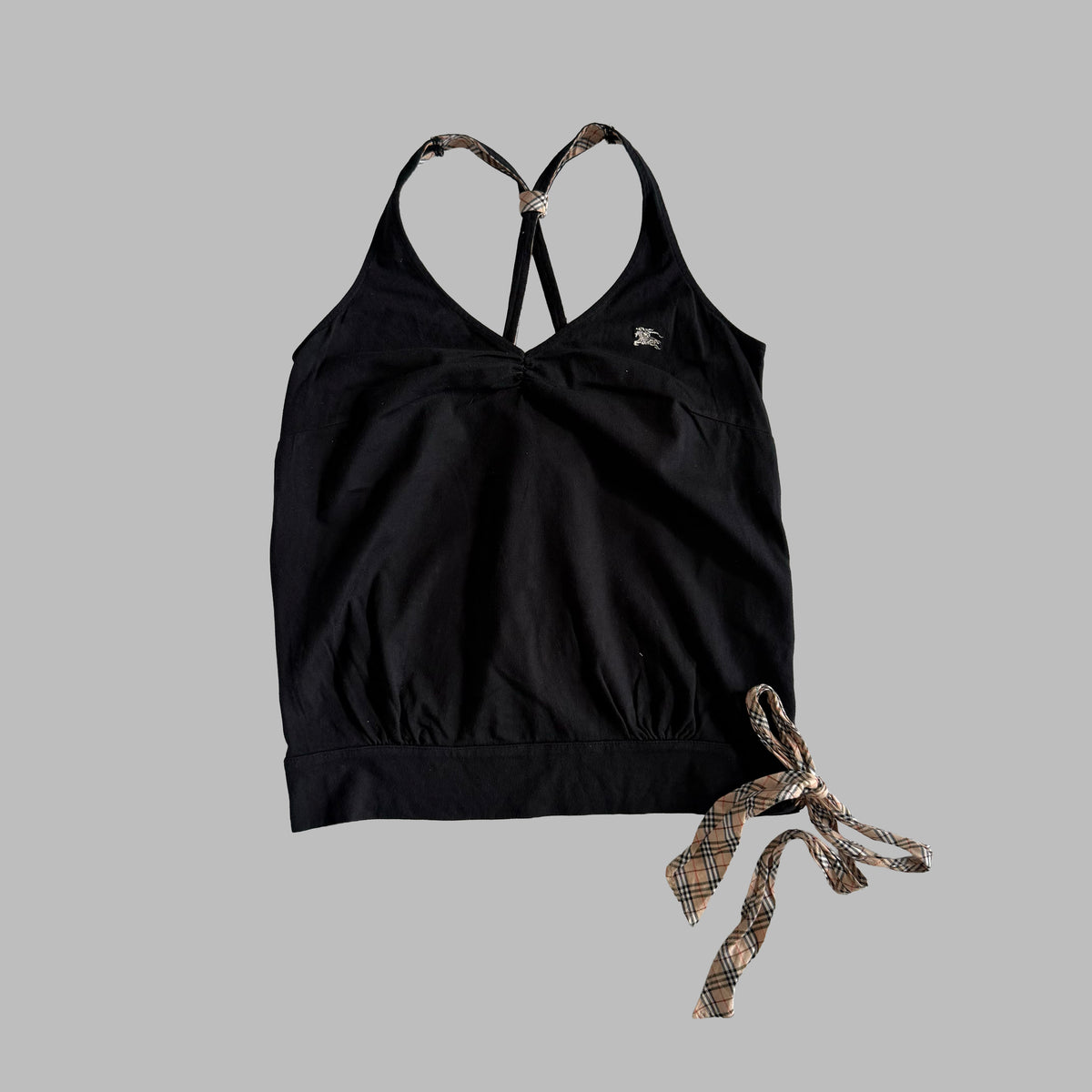 Y2K Burberry Ruched Halter Neck Top - M