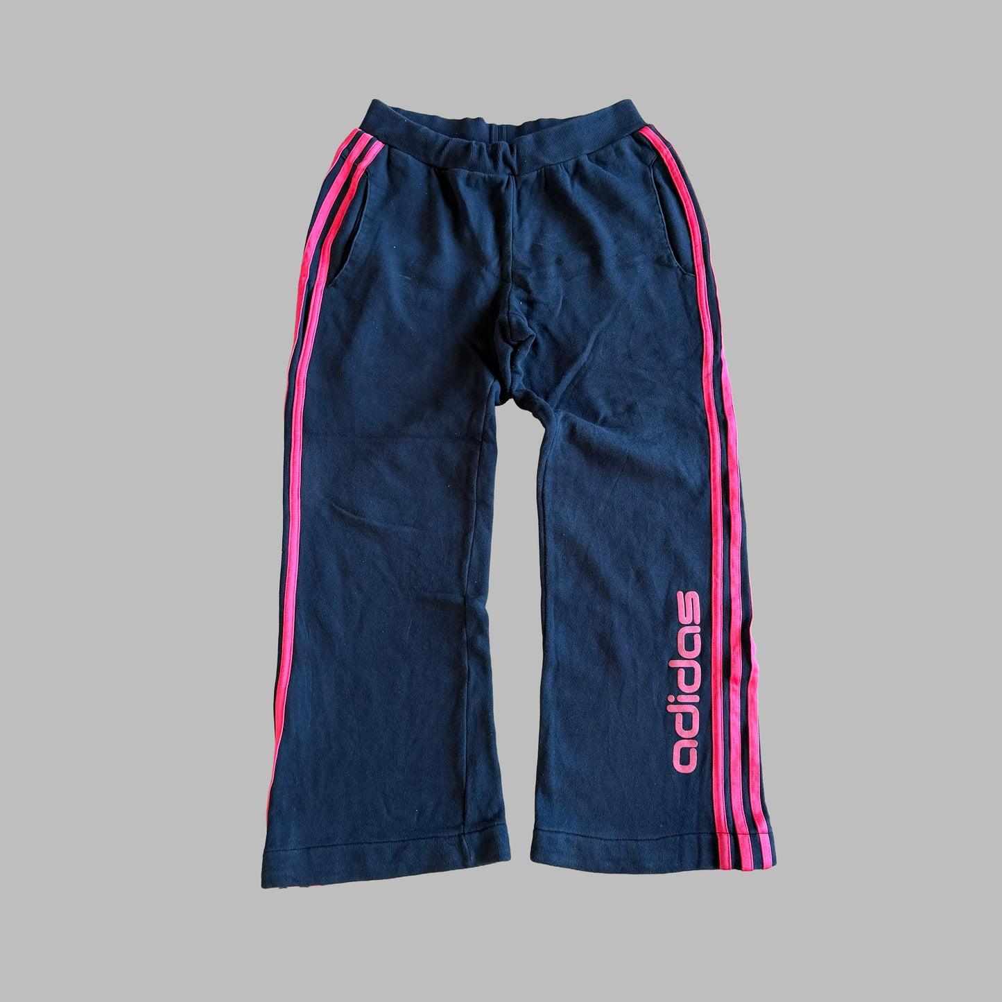 Y2K Adidas Three Stripe Wide Leg Track Pants - S