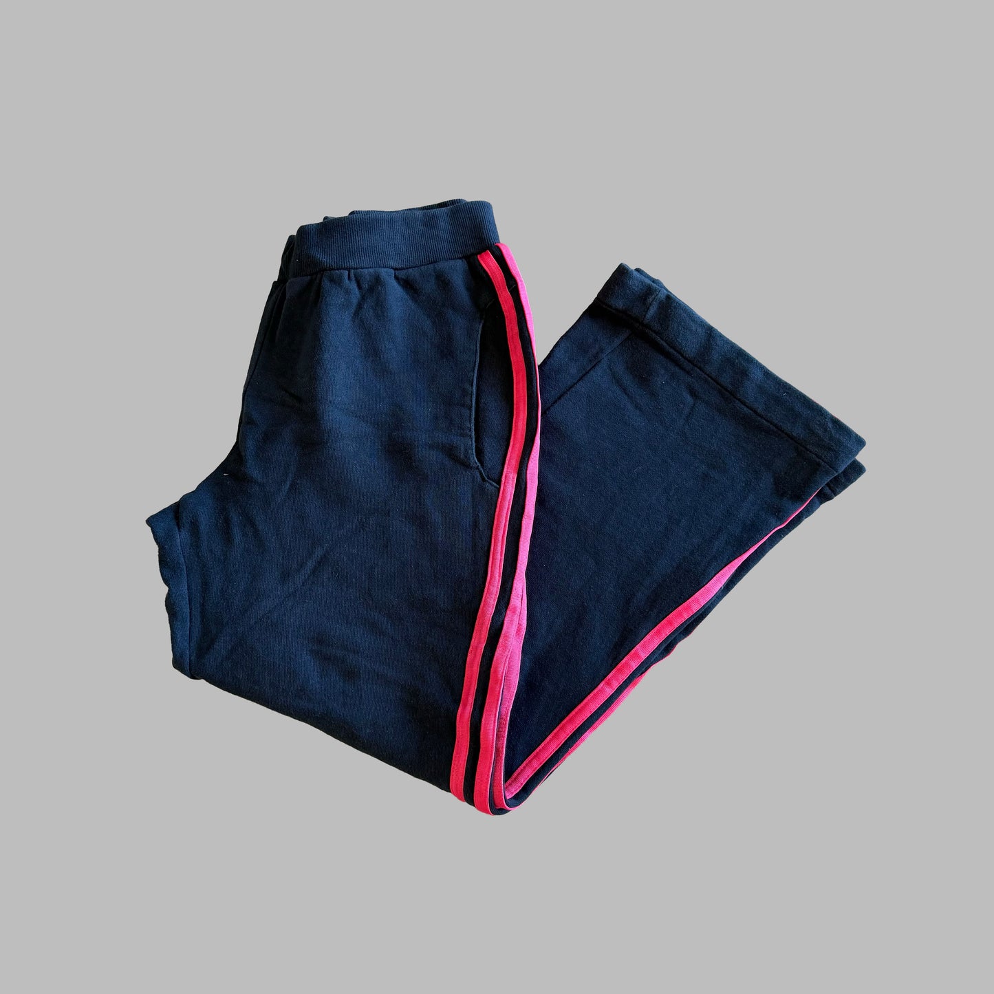 Y2K Adidas Three Stripe Wide Leg Track Pants - S