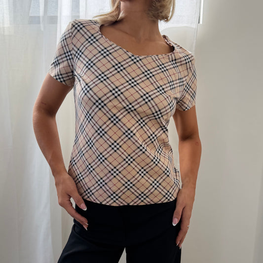 Y2K Burberry Blue Label Fitted Tee - L