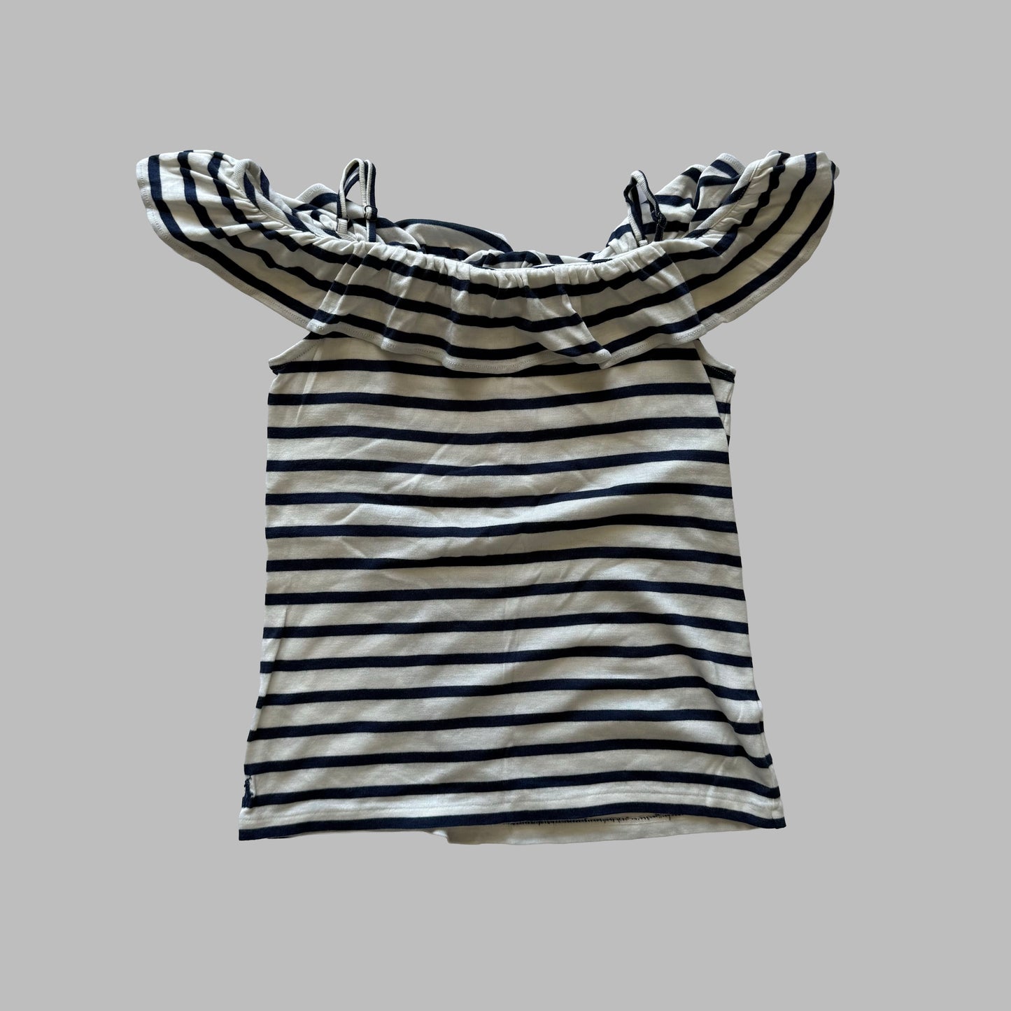 Ralph Lauren Striped Off-Shoulder Ruffle Top - Medium