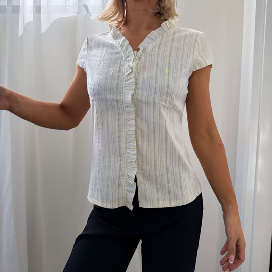 Y2K Polo Ralph Lauren Frilled Top - M