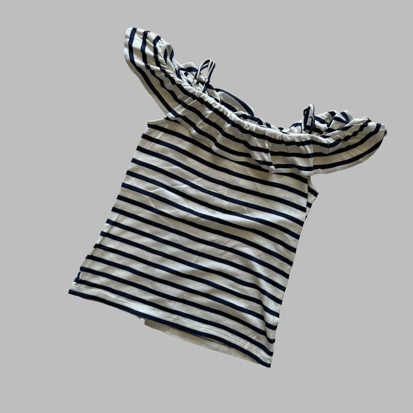 Ralph Lauren Striped Off-Shoulder Ruffle Top - Medium