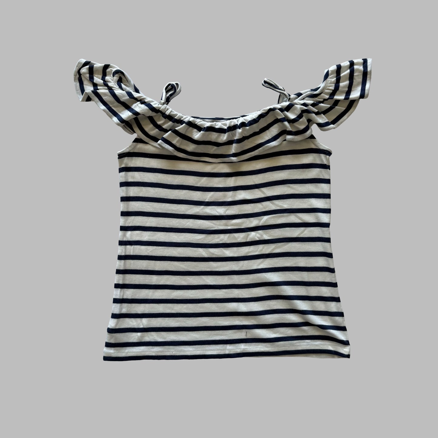 Ralph Lauren Striped Off-Shoulder Ruffle Top - Medium