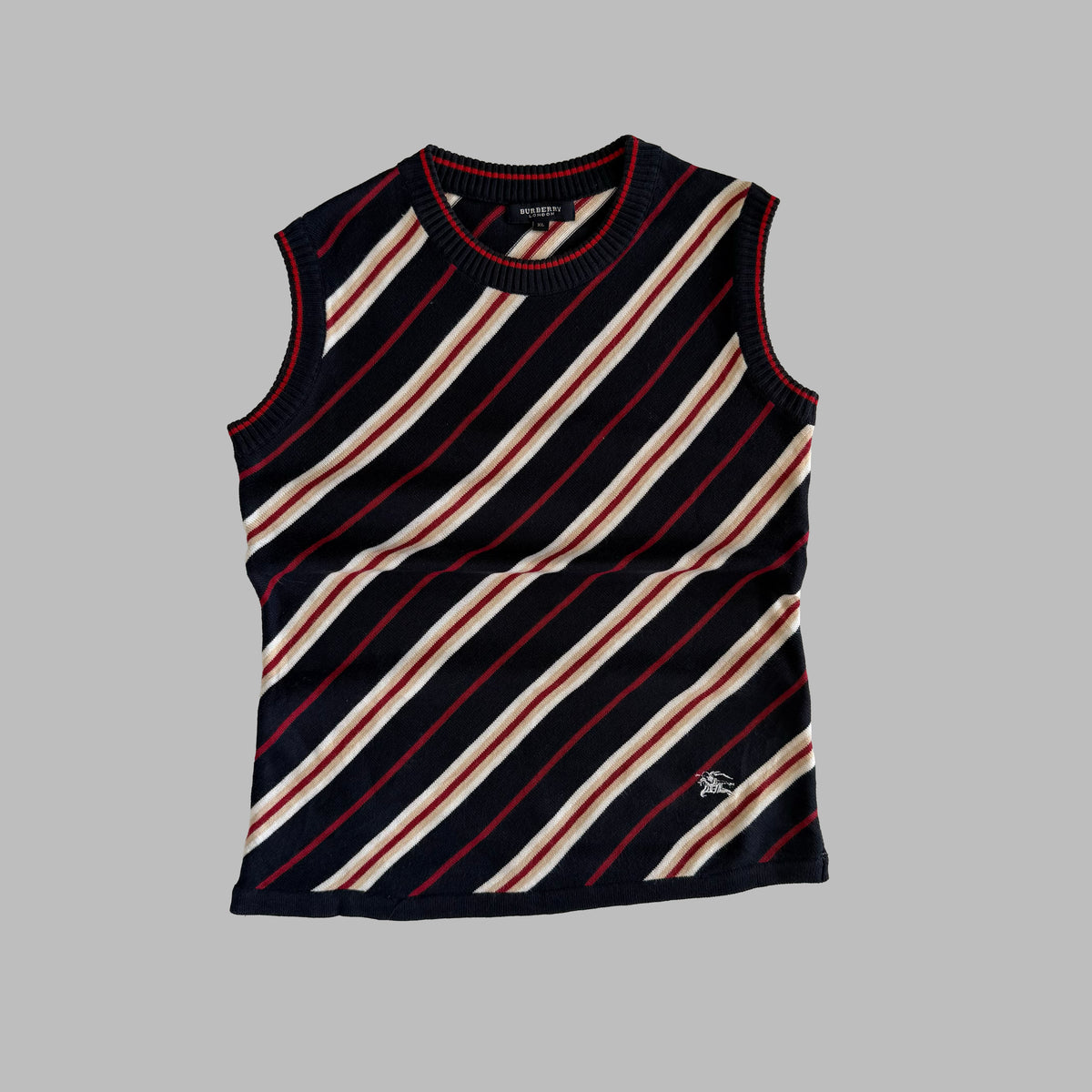 Y2K Burberry Striped Knitted Top - L