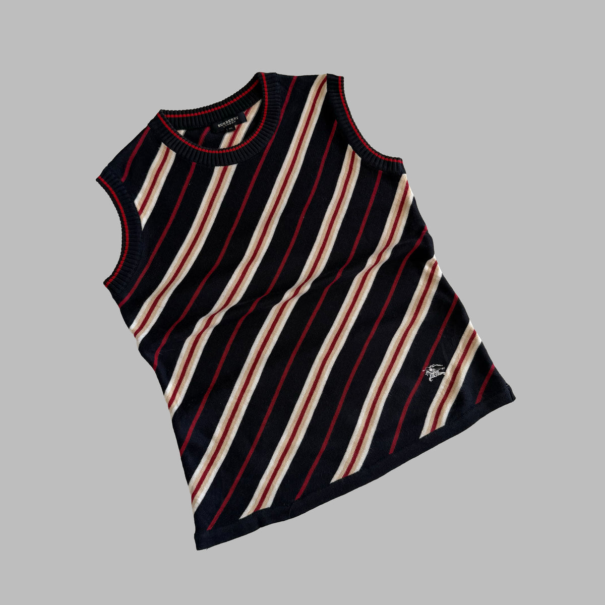 Y2K Burberry Striped Knitted Top - L