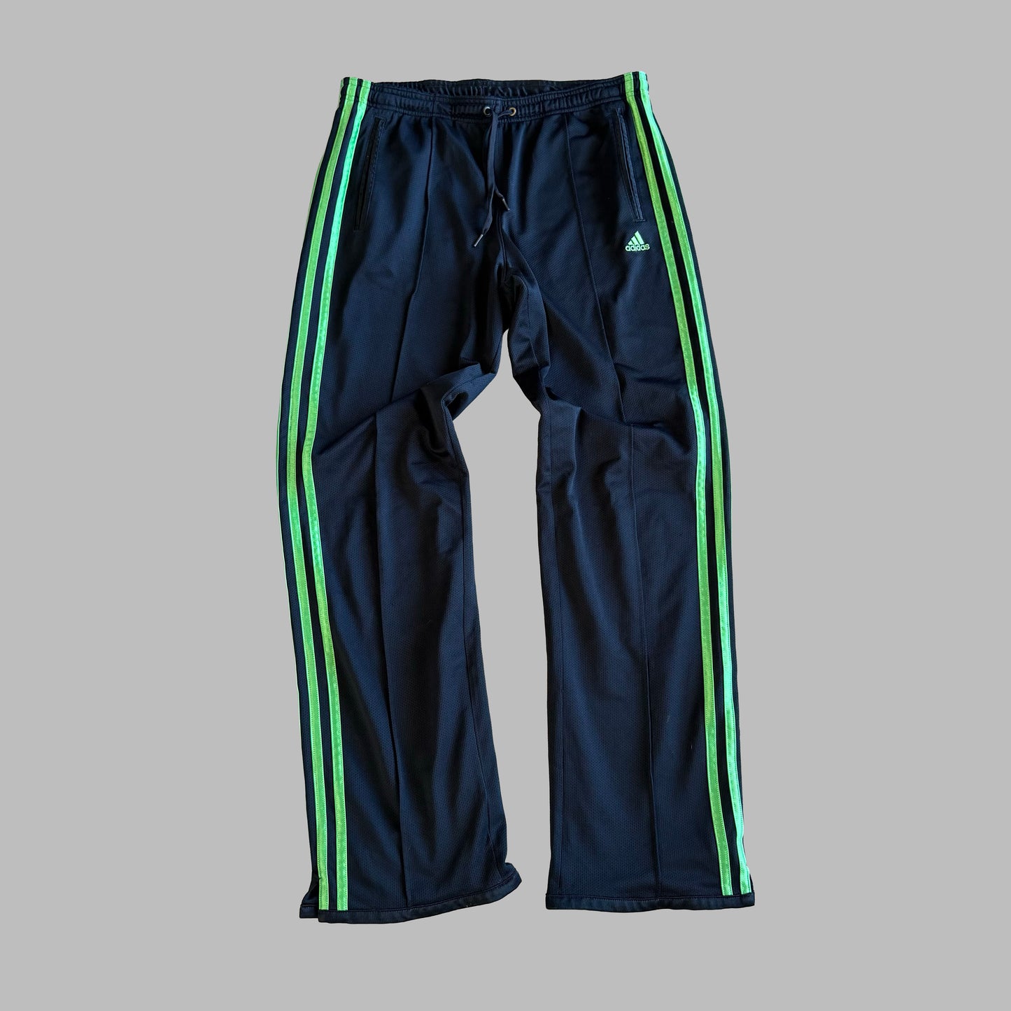 Y2K Adidas Three Stripe Straight Leg Track Pants - M