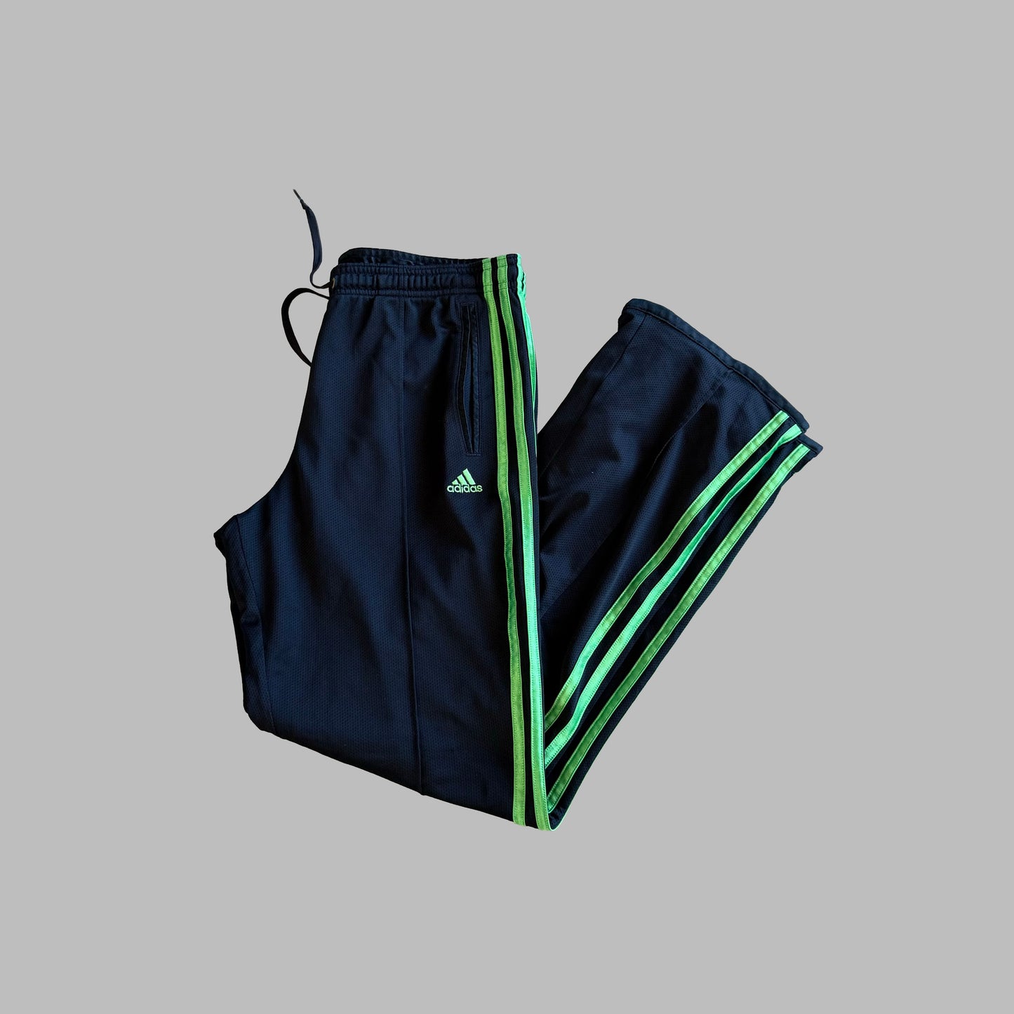 Y2K Adidas Three Stripe Straight Leg Track Pants - M
