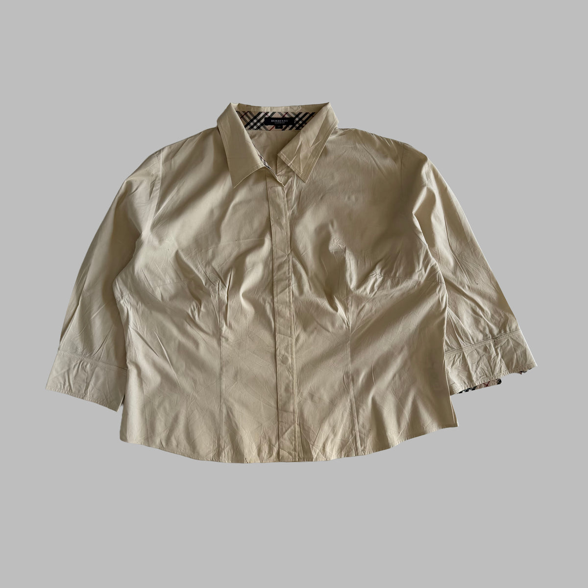 Y2K Burberry Lightweight Button Up Shirt - L