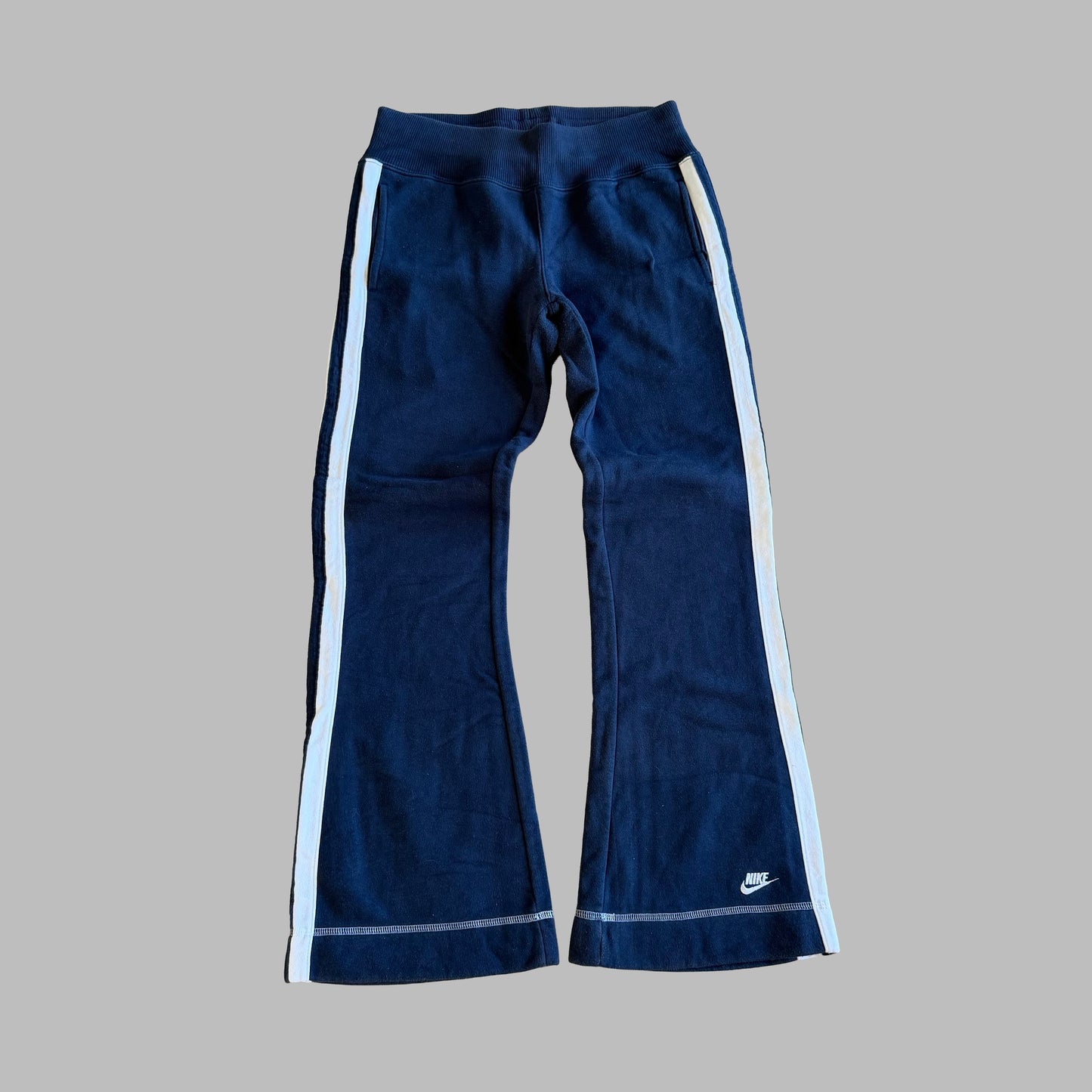 Y2K Nike Striped Wide Leg Cotton Track Pants - S