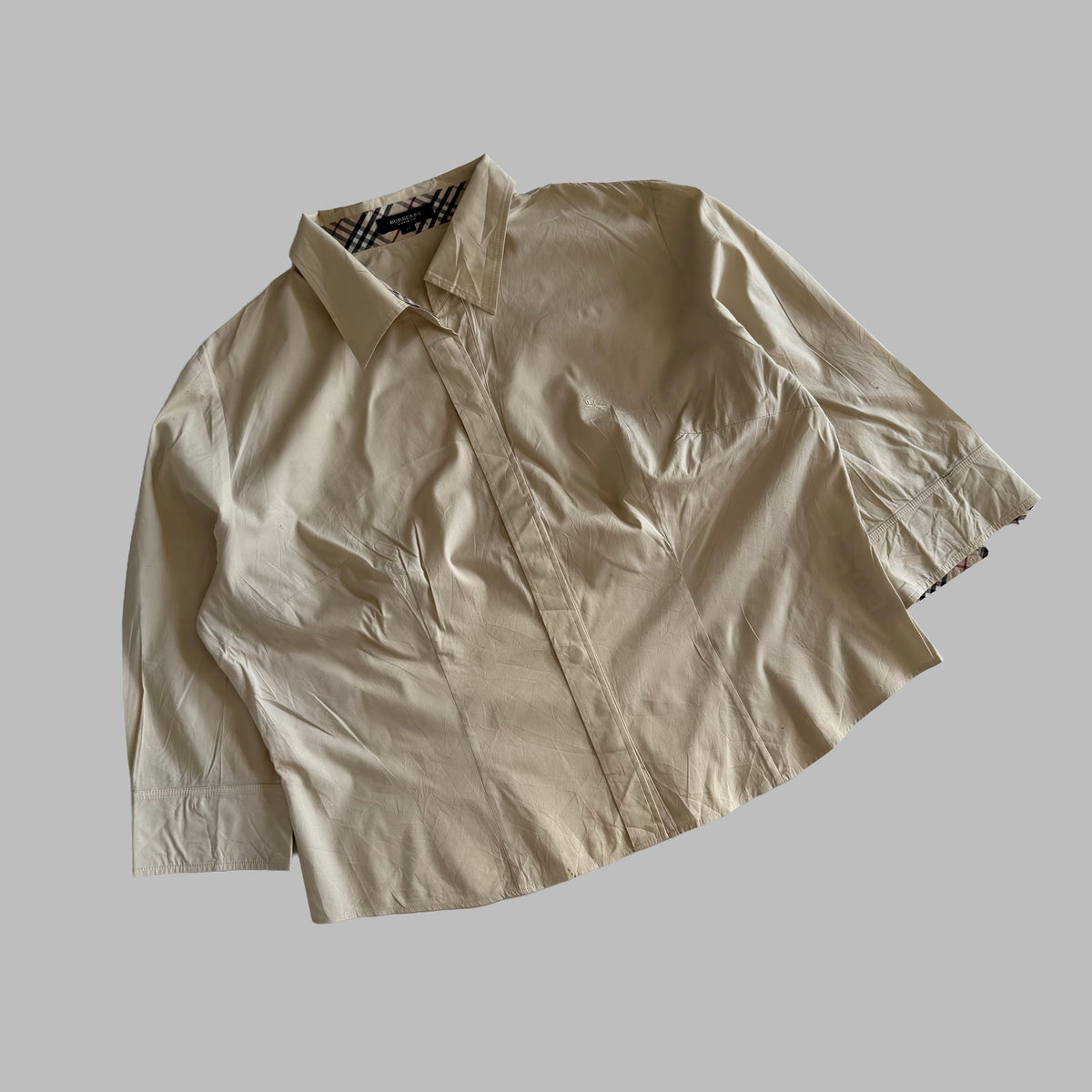 Y2K Burberry Lightweight Button Up Shirt - L