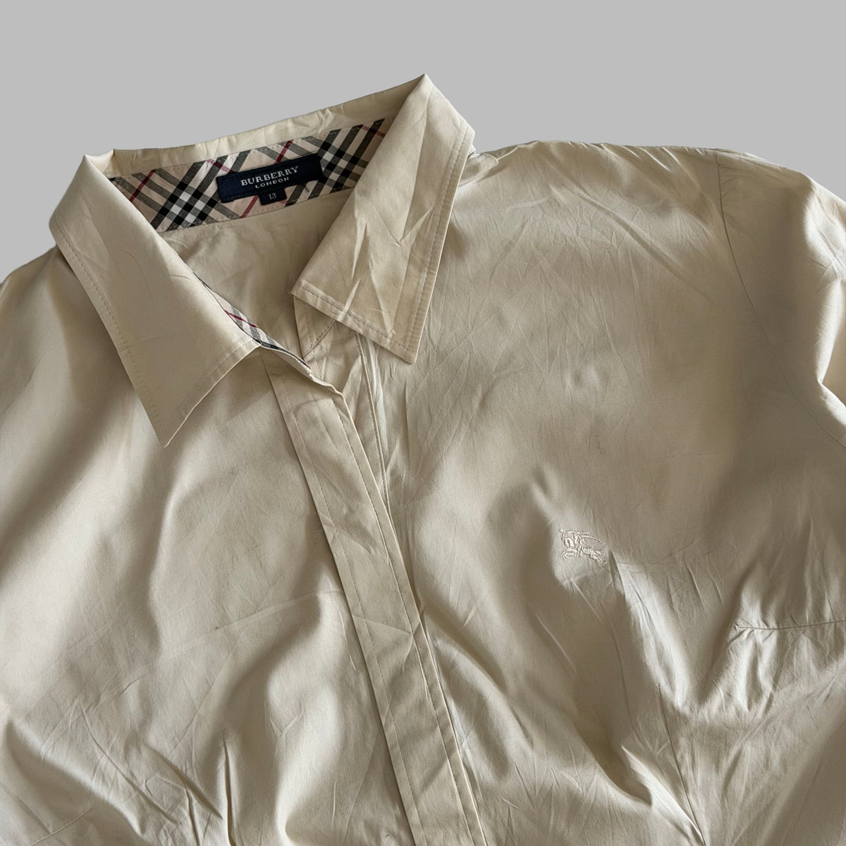 Y2K Burberry Lightweight Button Up Shirt - L
