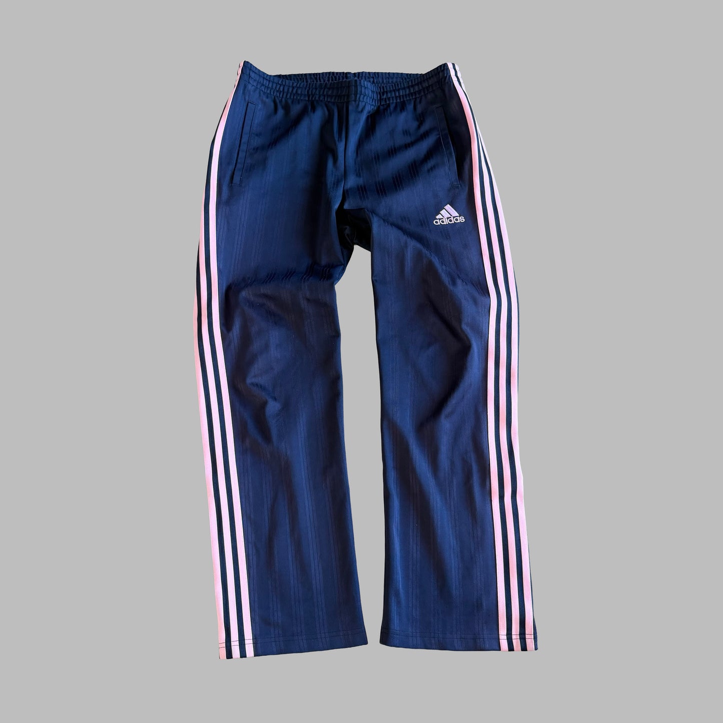 Y2K Adidas Three Stripe Straight Leg Track Pants - L