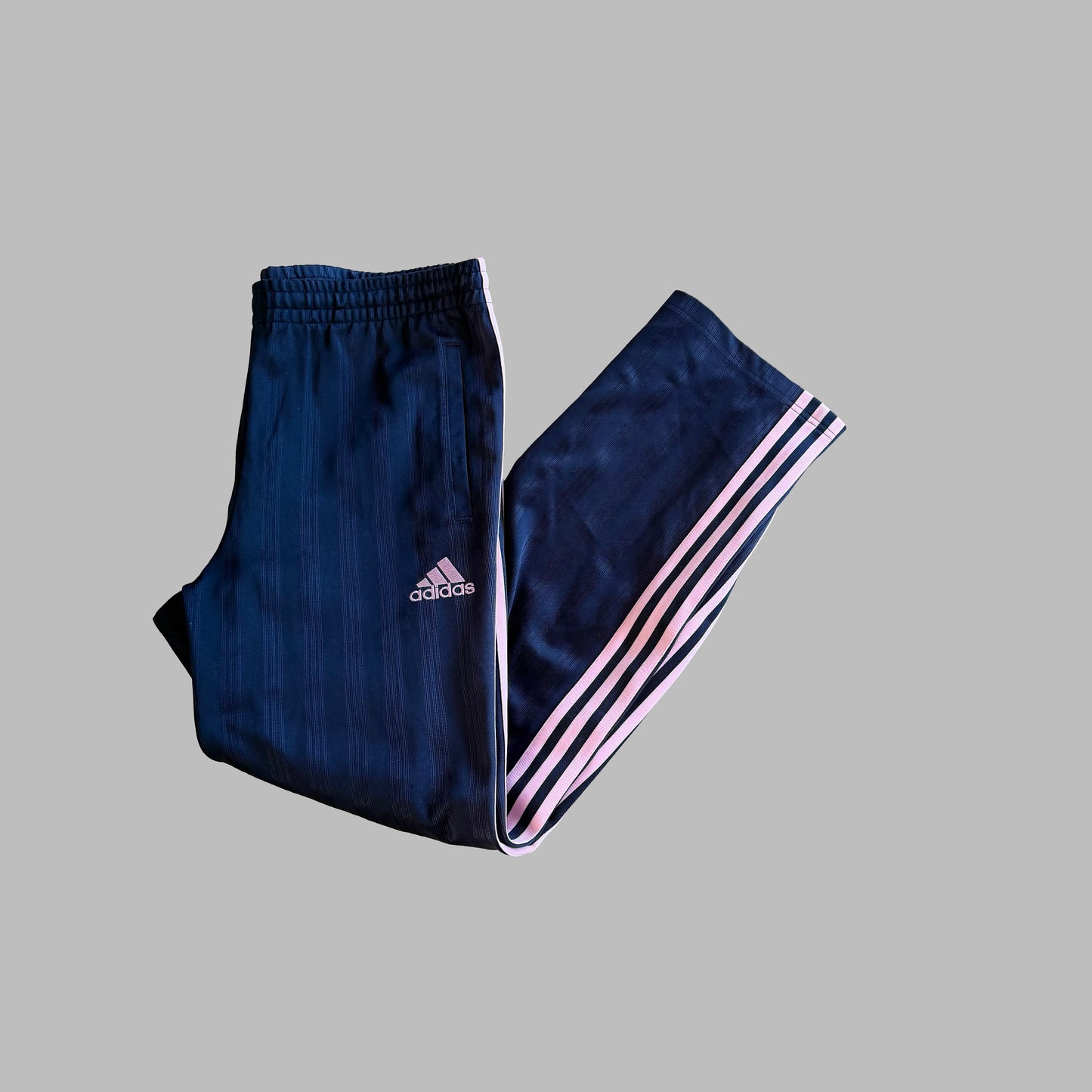 Y2K Adidas Three Stripe Straight Leg Track Pants - L