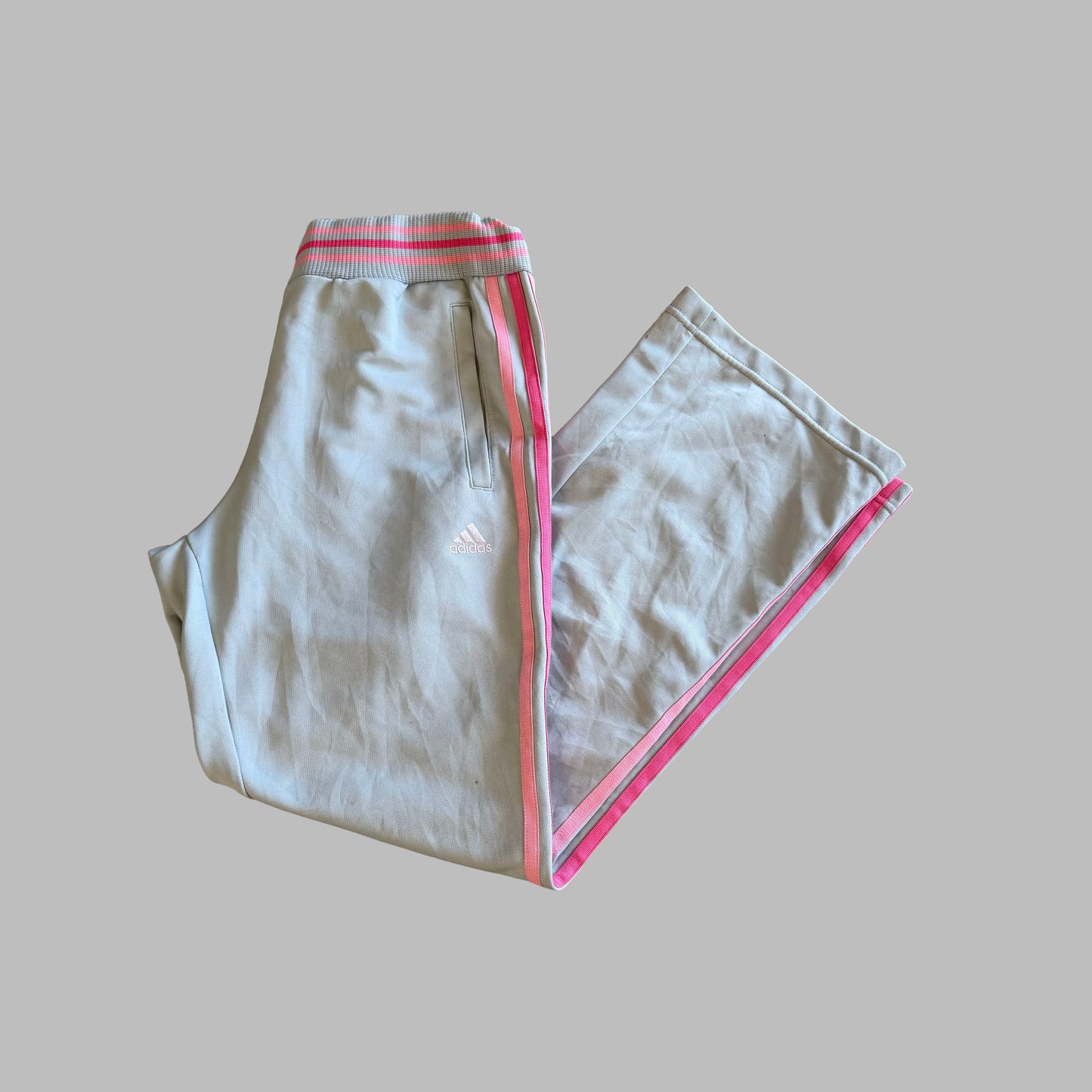 Y2K Adidas Three Stripe Flared Track Pants - M