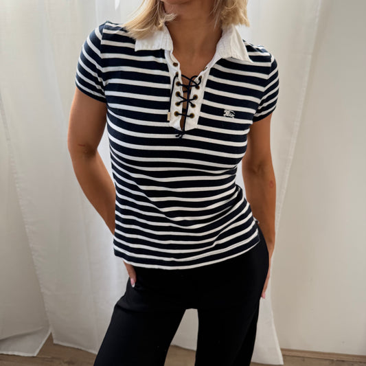 Y2K Burberry Blue Label Synched Sailor Tee - M