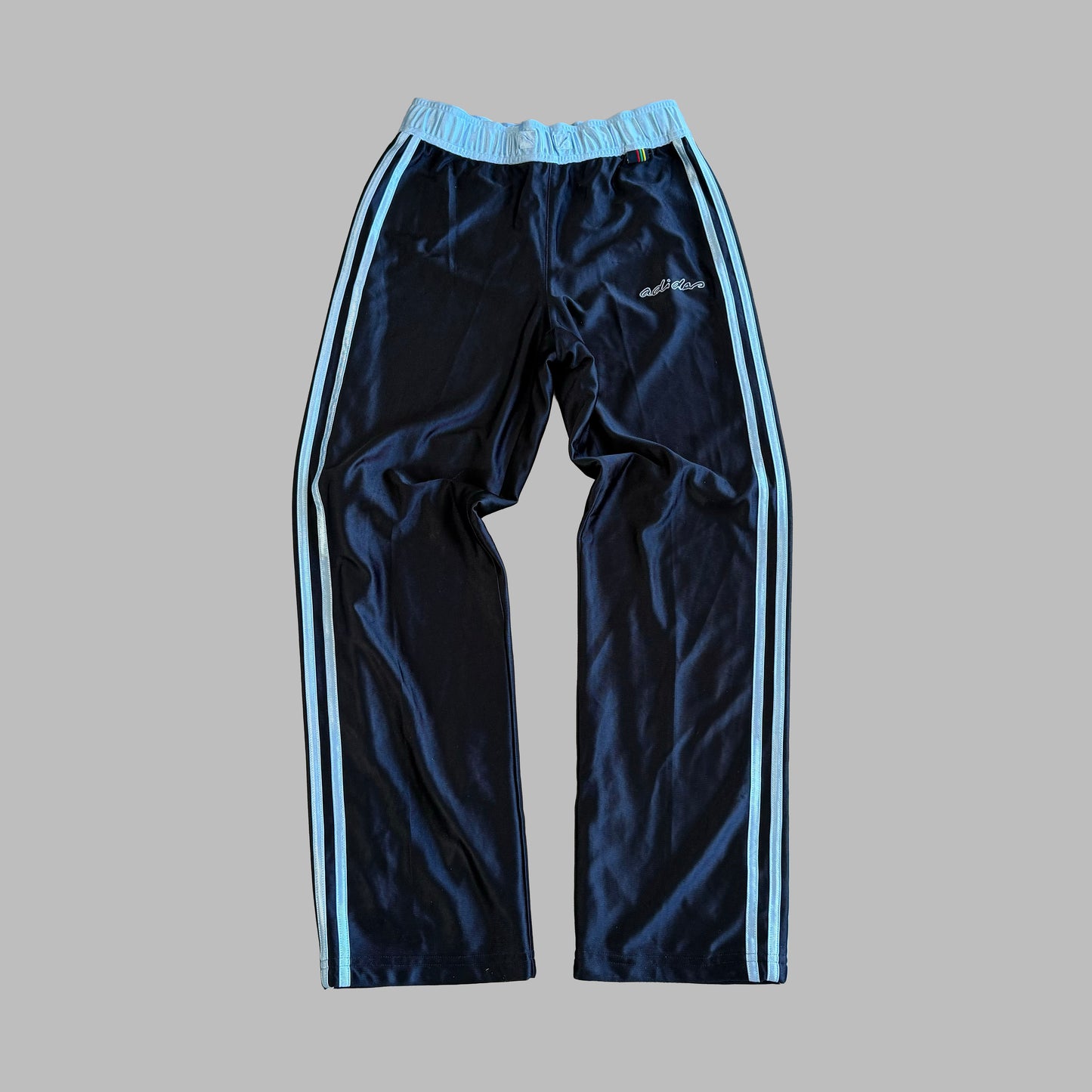 Y2K Adidas Three Stripe Straight Leg Track Pants - S