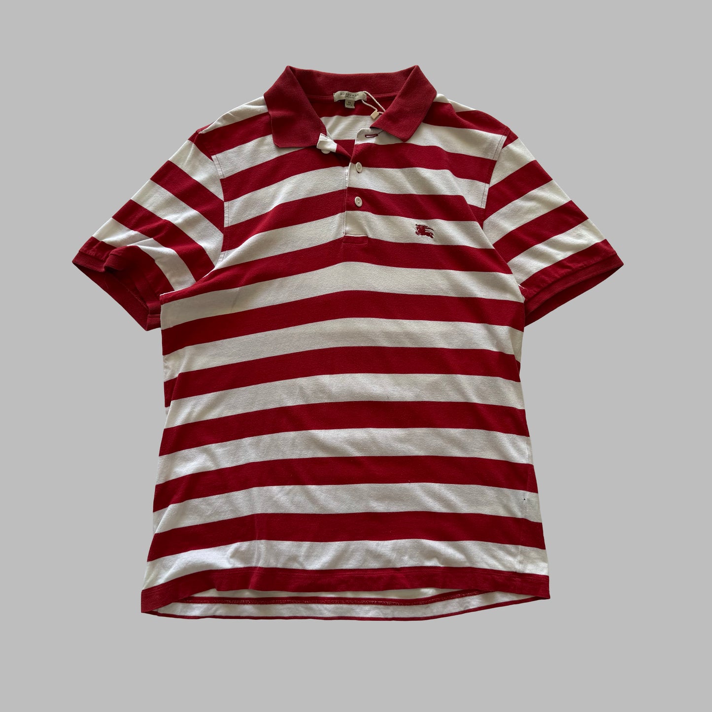 00s Burberry Striped Polo Shirt - Medium