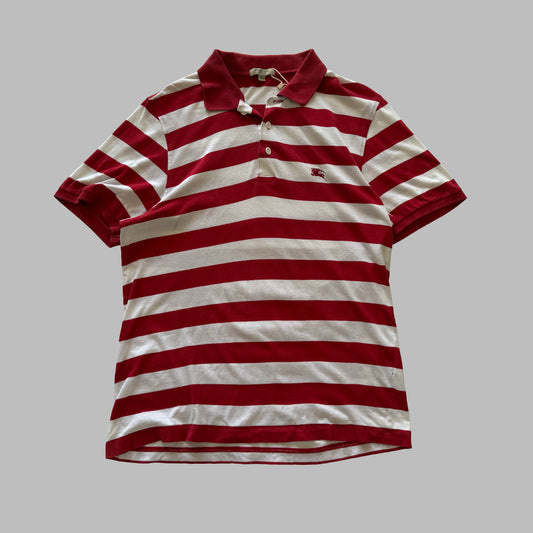 00s Burberry Striped Polo Shirt - Medium