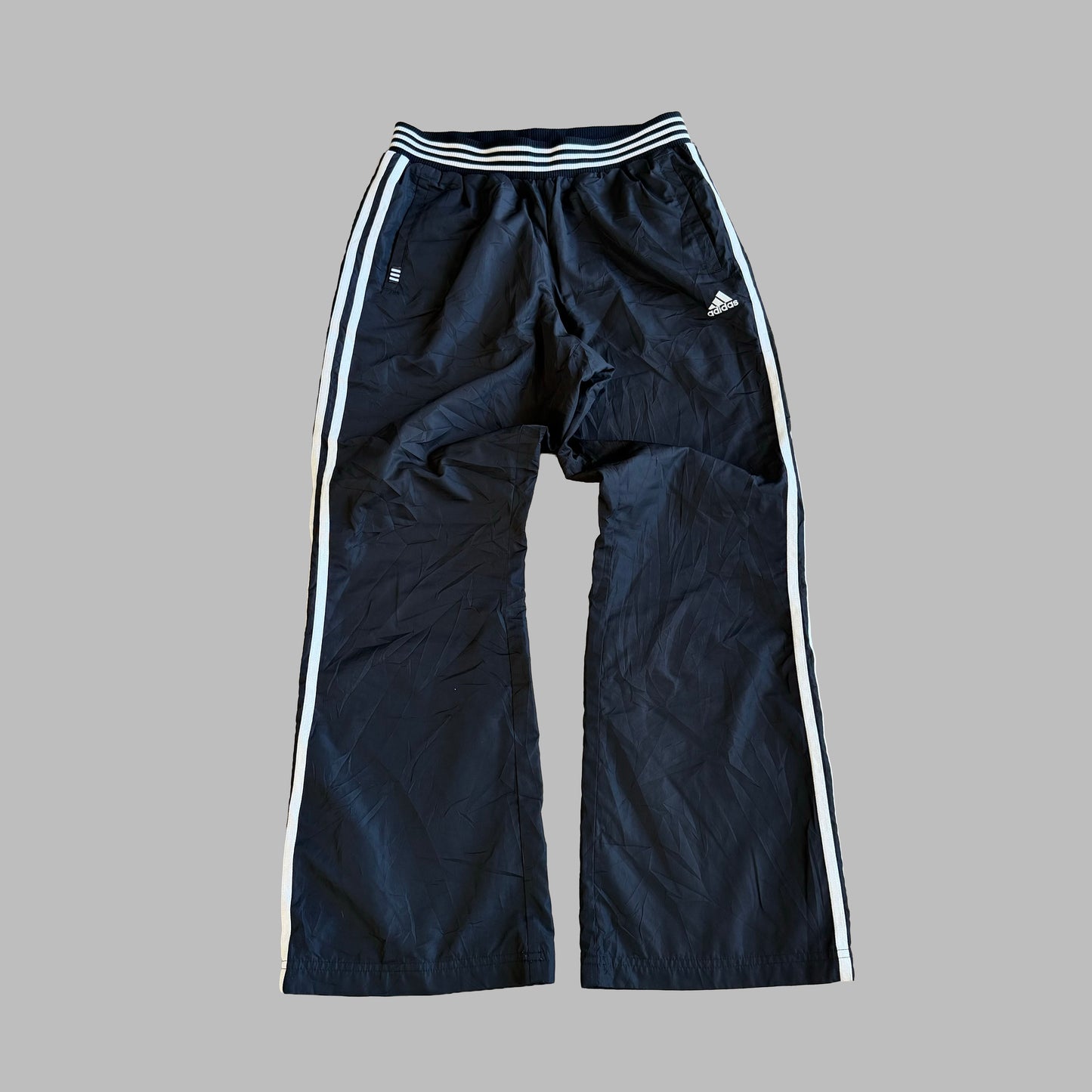 90s Adidas Three Stripe Wide Leg Track Pants - M
