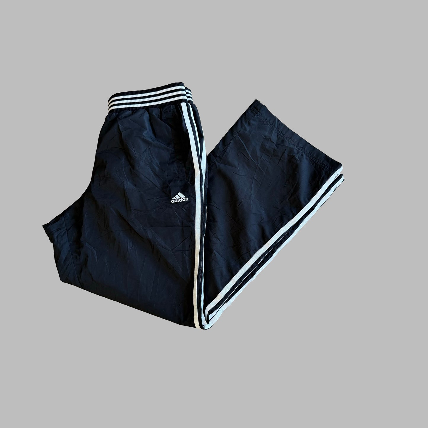 90s Adidas Three Stripe Wide Leg Track Pants - M