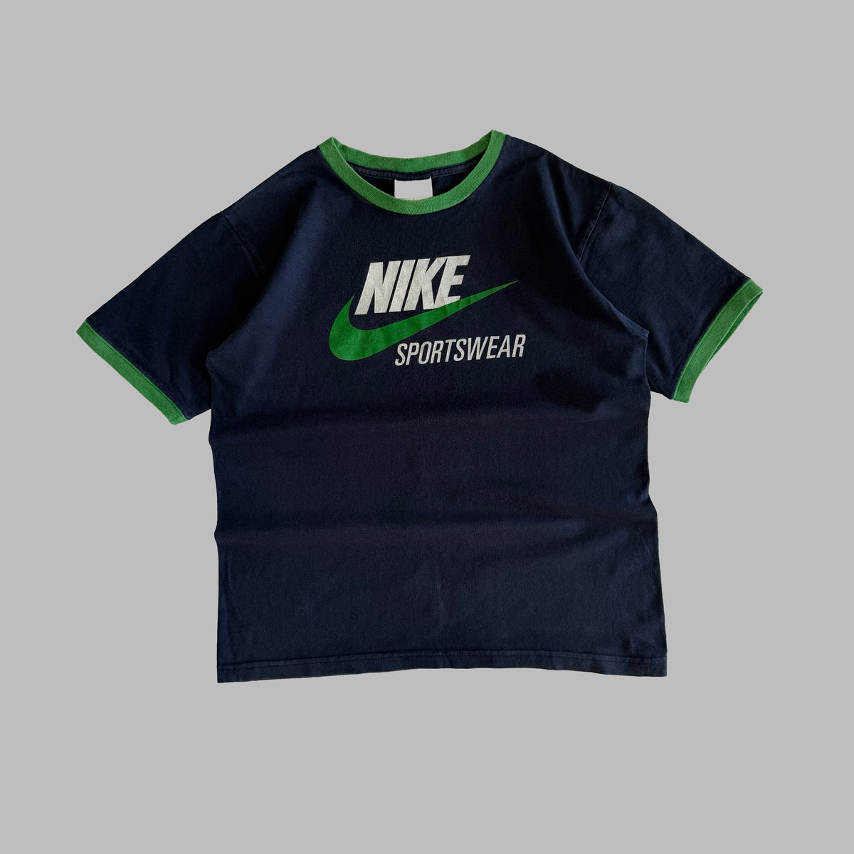 Y2K Nike Spell Out Ringer Baby Tee - L