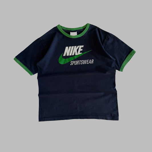 Y2K Nike Spell Out Ringer Baby Tee - S