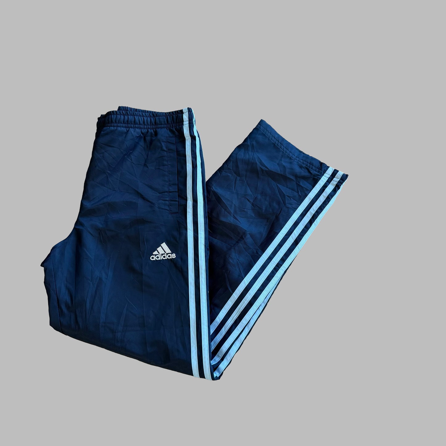 Y2K Adidas Three Stripe Straight Leg Track Pants - M