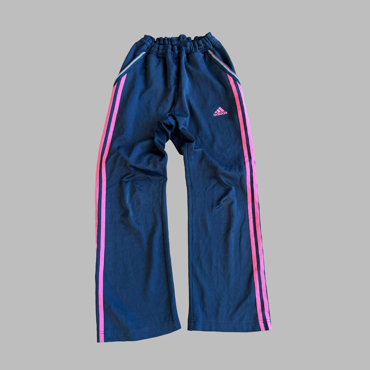 Y2K Adidas Three Stripe Wide Leg Track Pants - XS