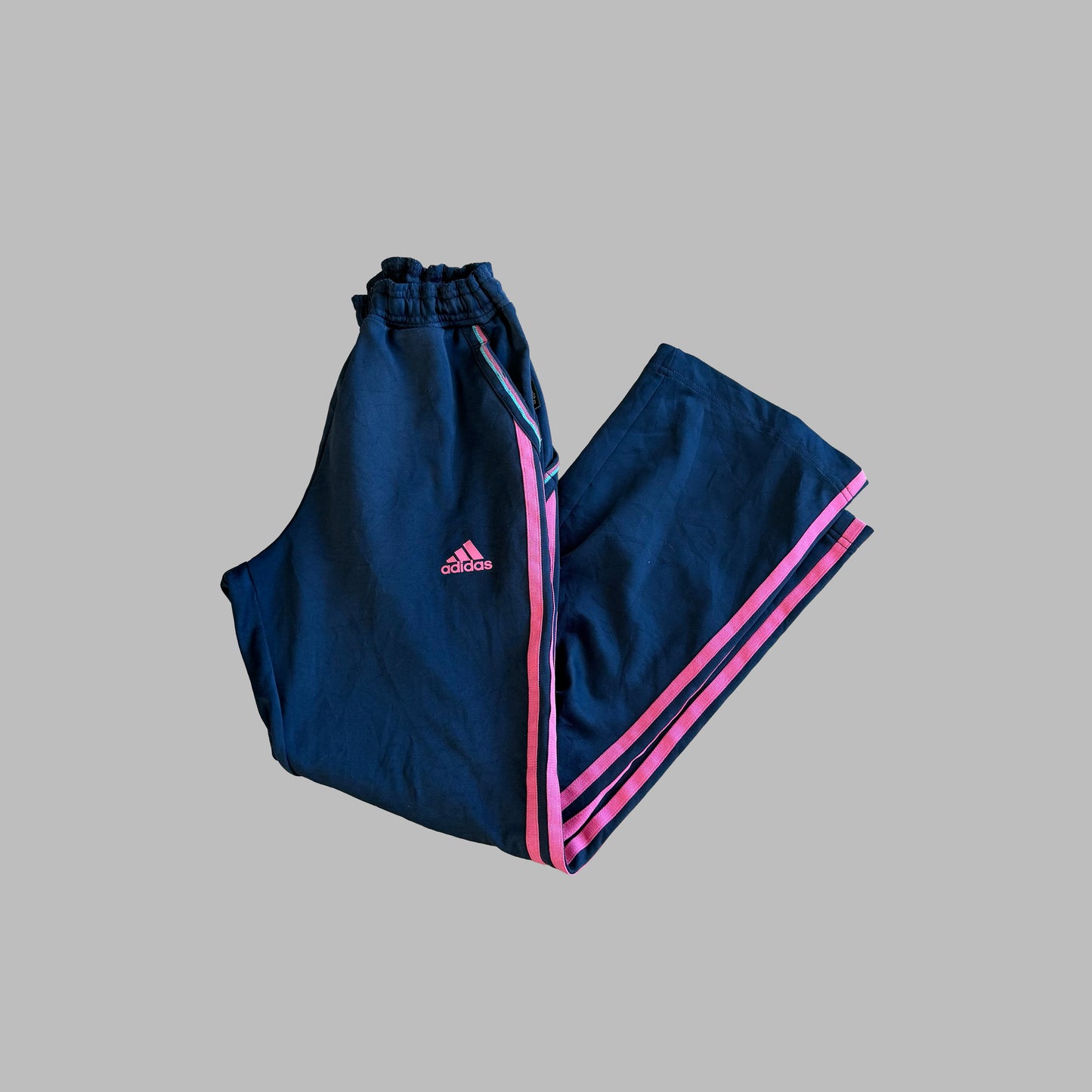 Y2K Adidas Three Stripe Wide Leg Track Pants - XS