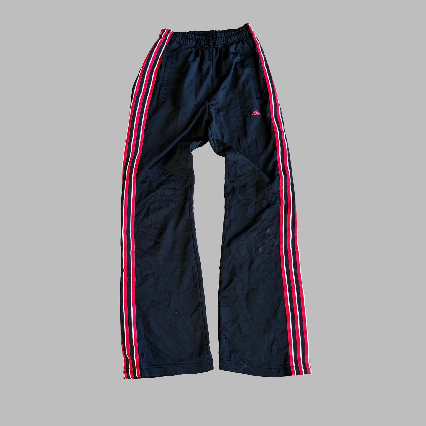 Y2K Adidas Striped Wide Leg Track Pants - S