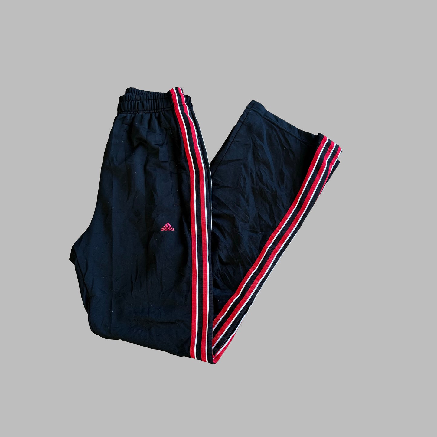 Y2K Adidas Striped Wide Leg Track Pants - S