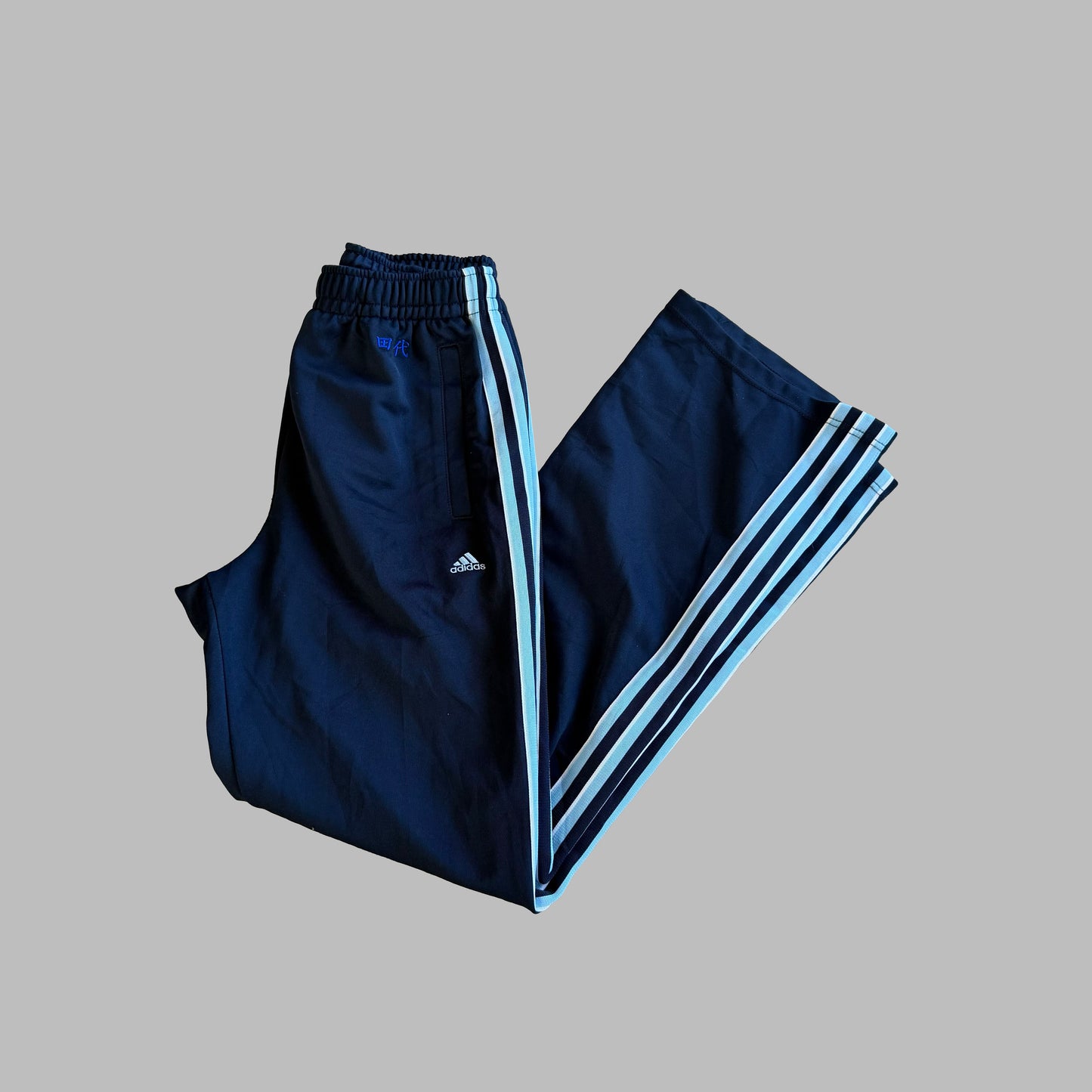 Y2K Adidas Three Stripe Straight Leg Track Pants - S