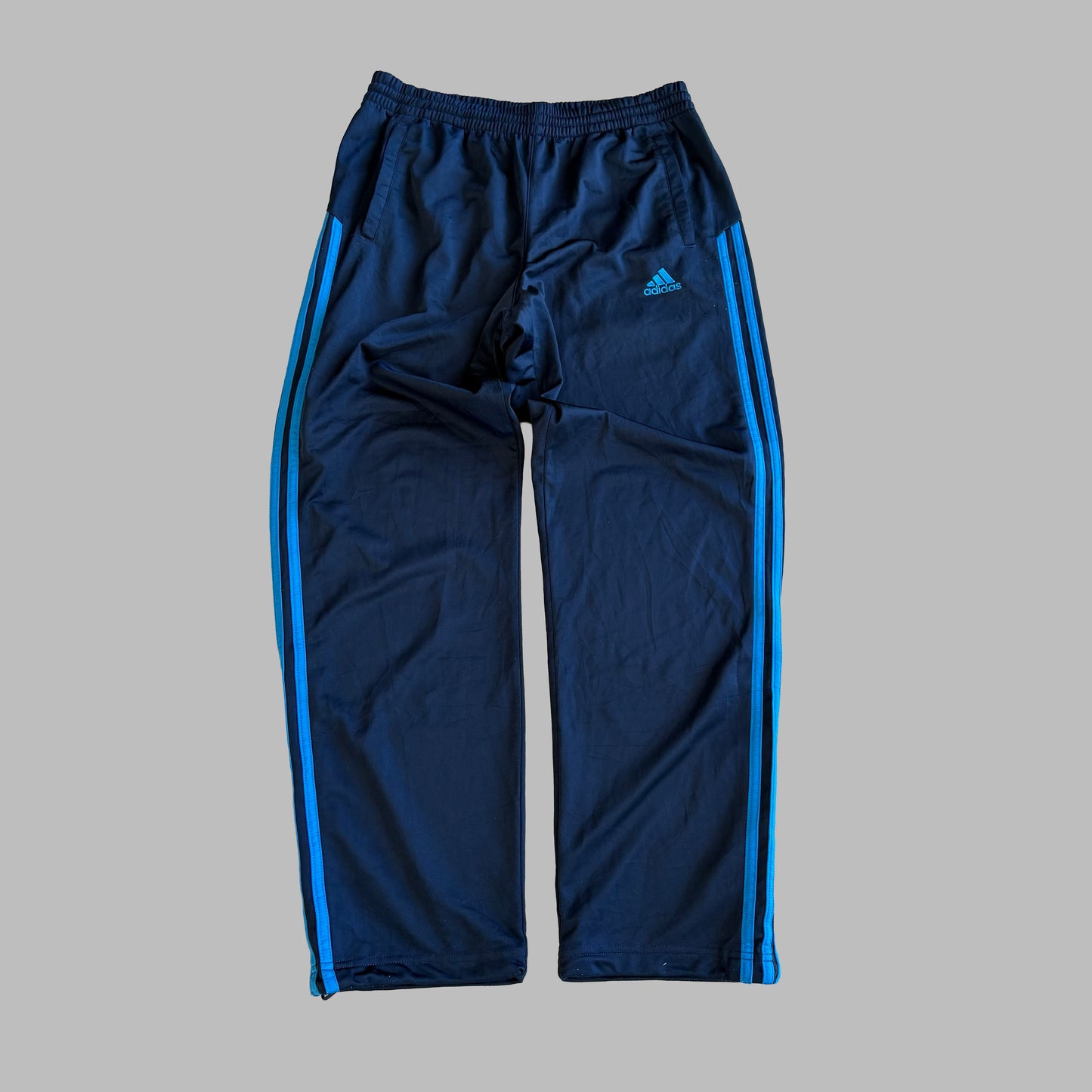 Y2K Adidas Three Stripe Straight Leg Track Pants - L