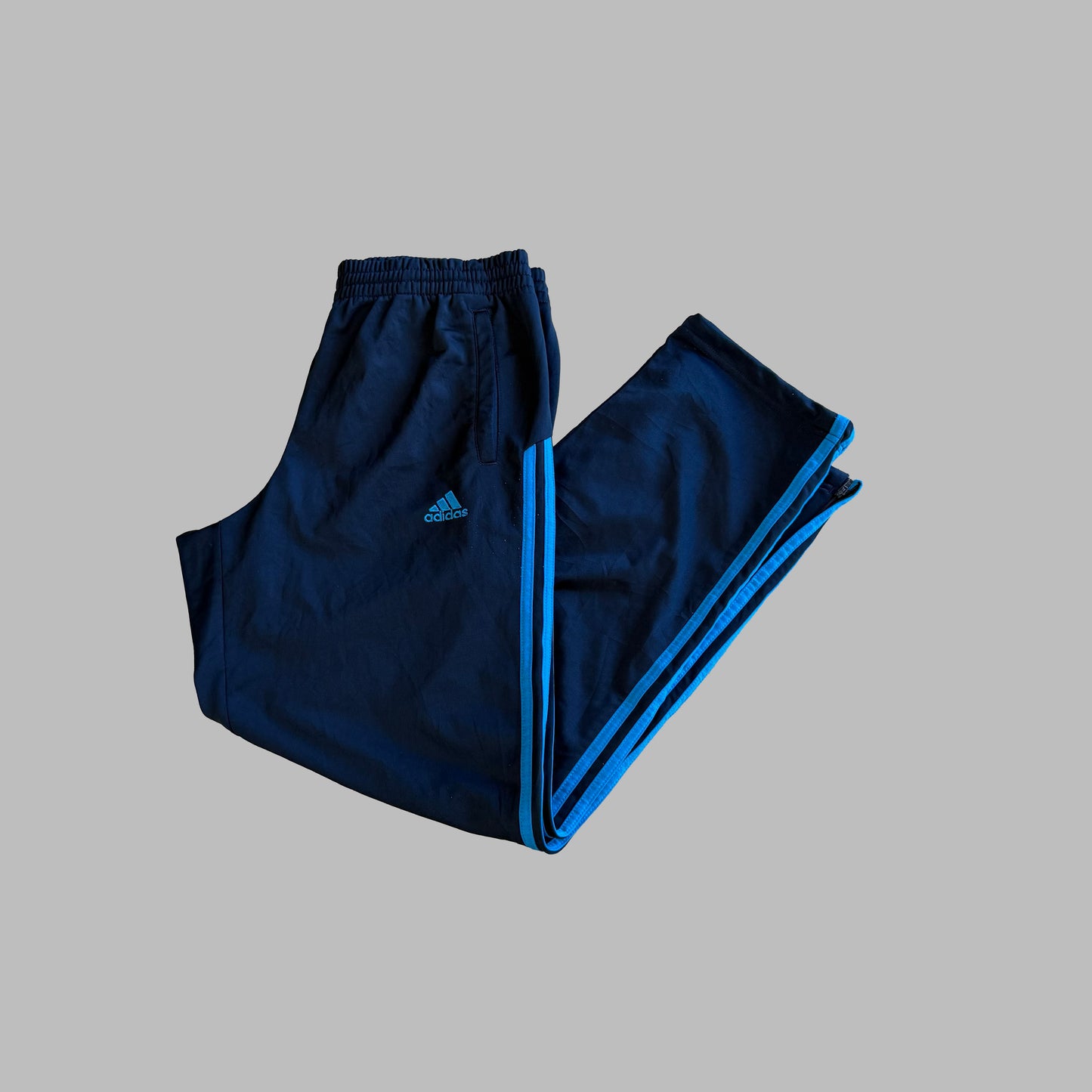 Y2K Adidas Three Stripe Straight Leg Track Pants - L