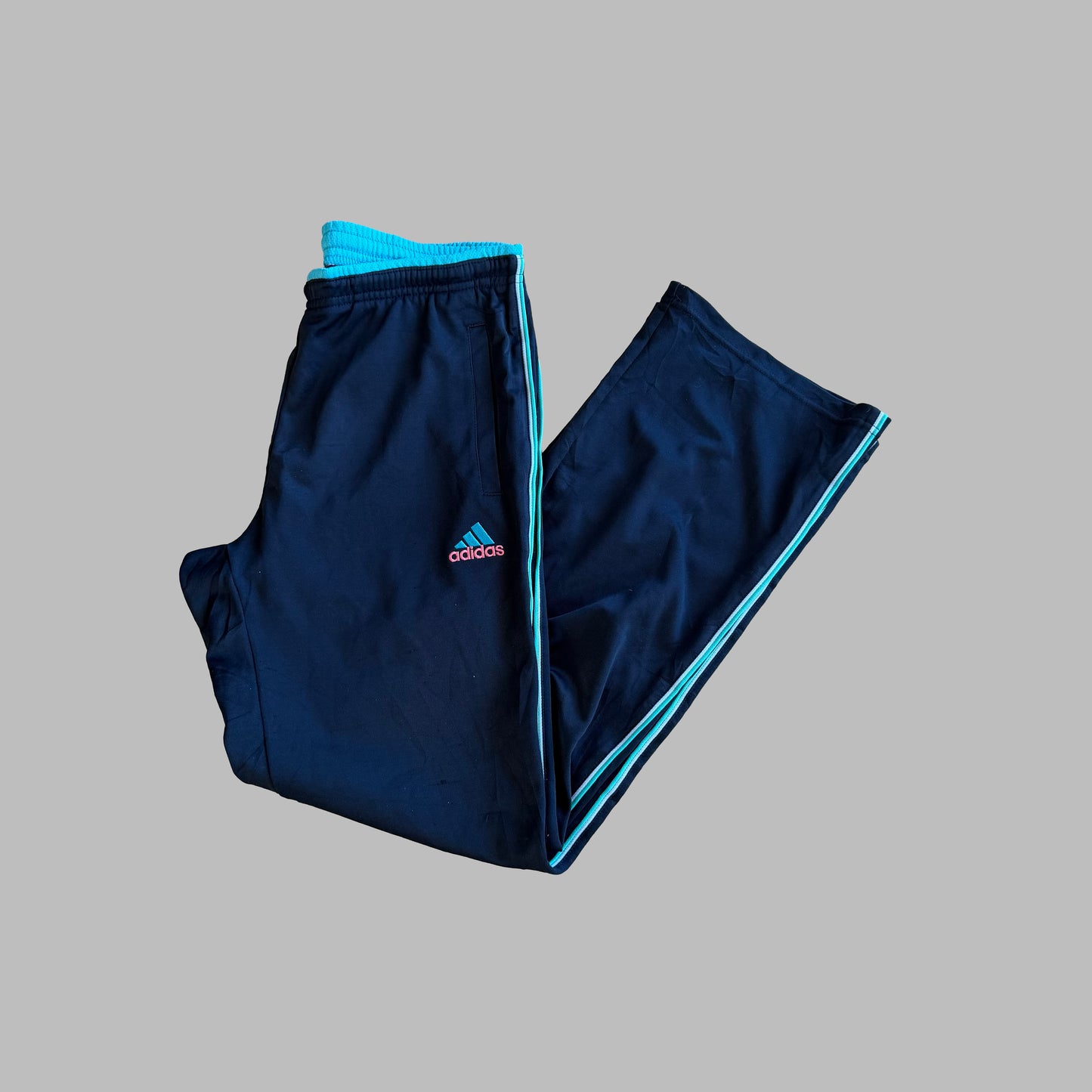 Y2K Adidas Striped Wide Leg Track Pants - XS