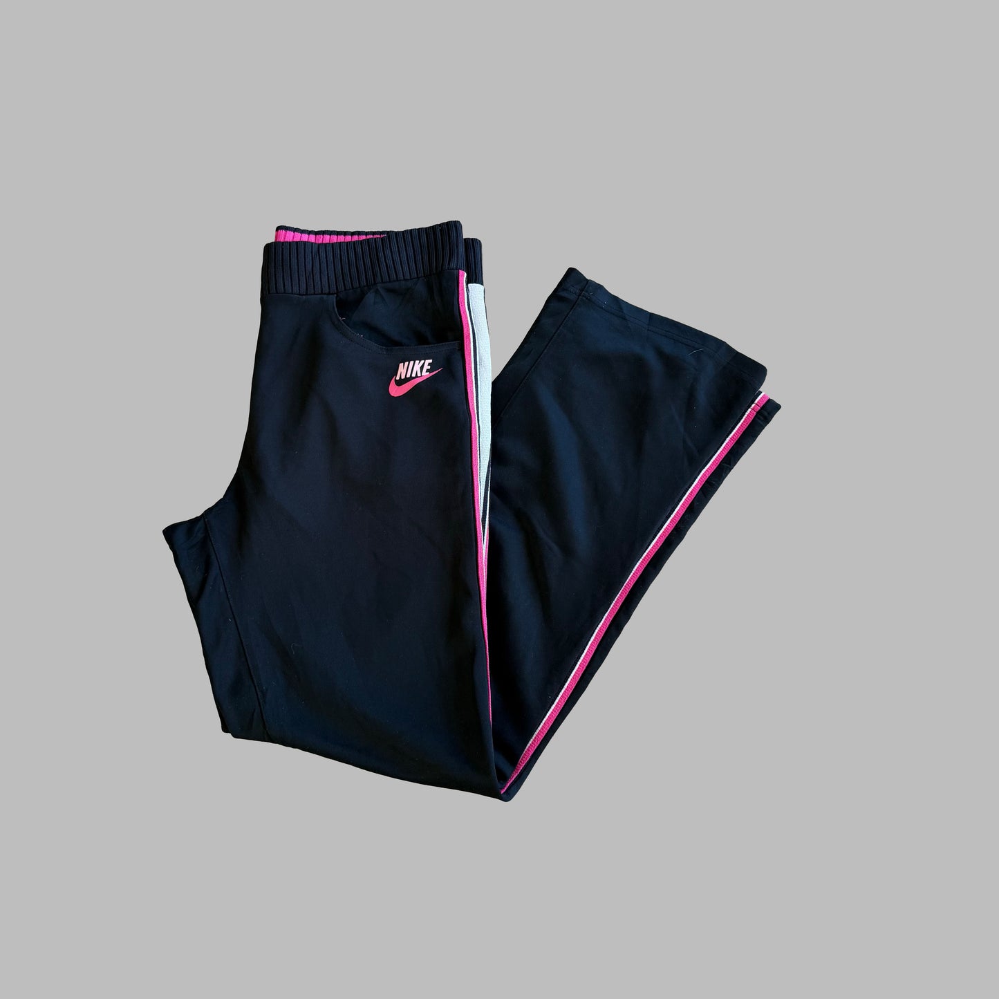 Y2K Nike Striped Wide Leg Track Pants - M