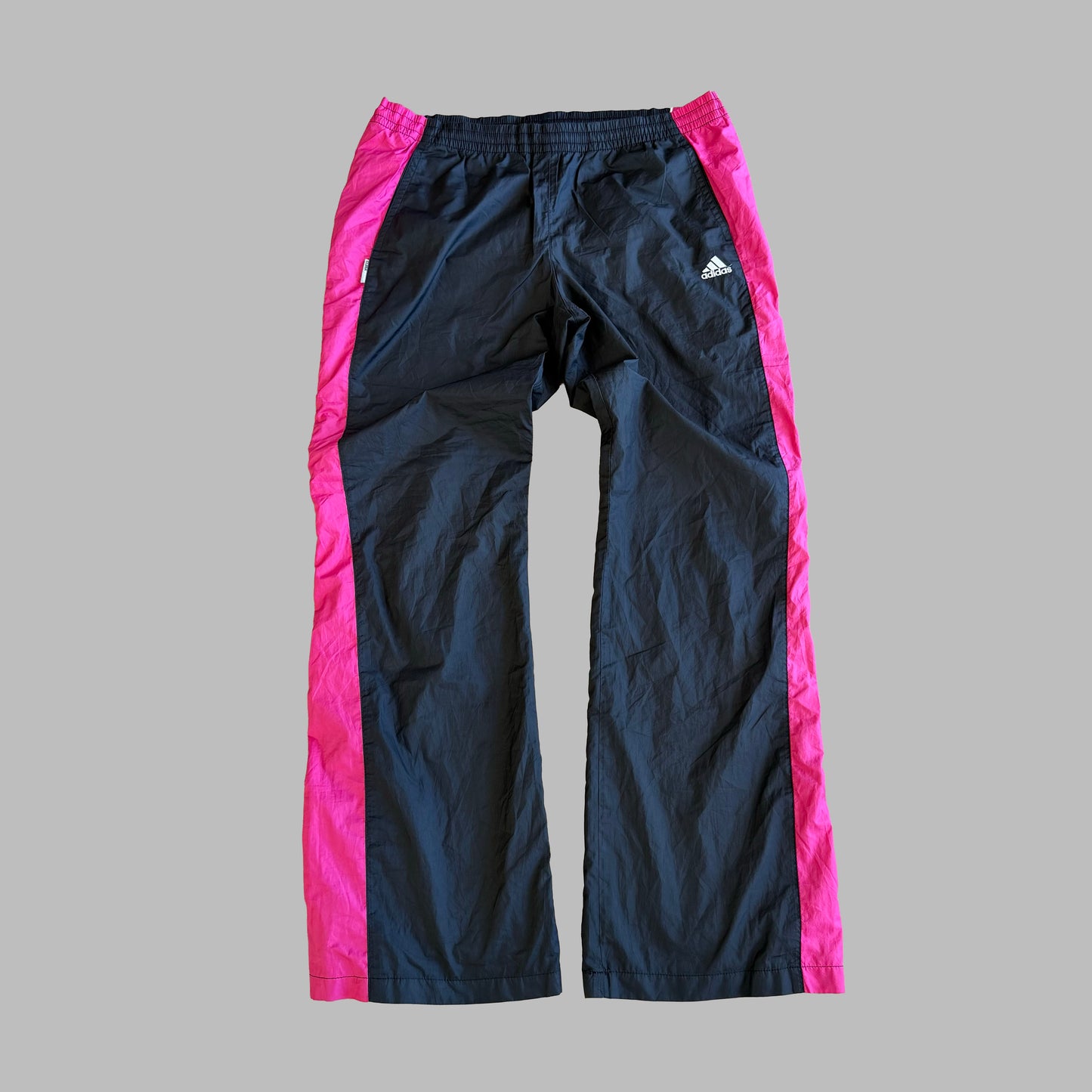 Y2K Adidas Striped Wide Leg Track Pants - L