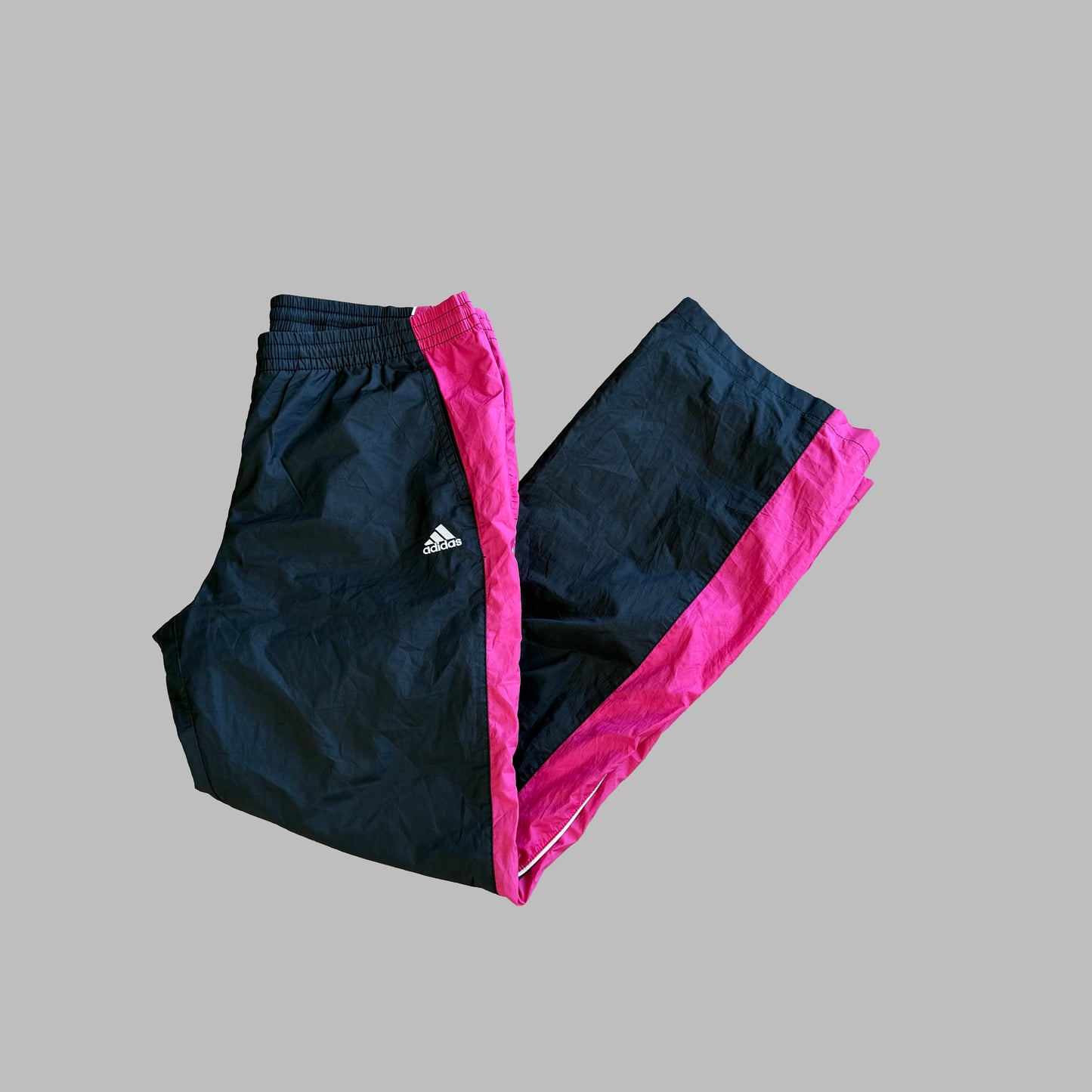 Y2K Adidas Striped Wide Leg Track Pants - L