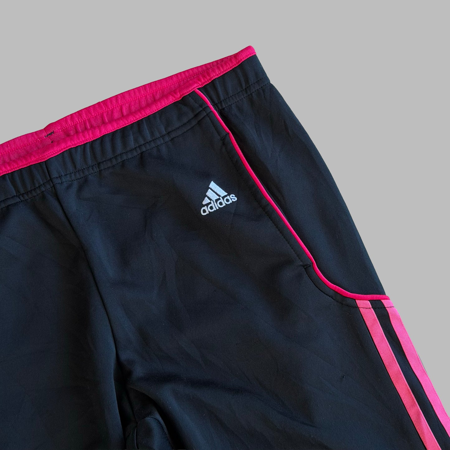 Y2K Adidas Three Stripe Wide Leg Track Pants - M