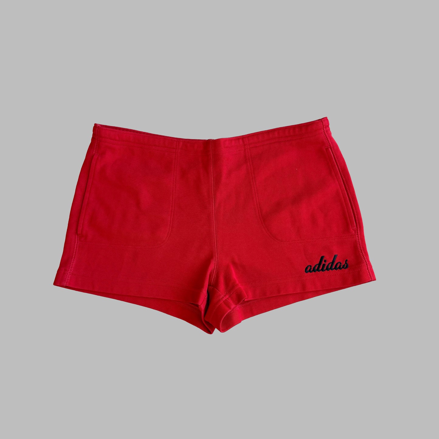 Y2K Adidas Cursive Mini Shorts - S/M